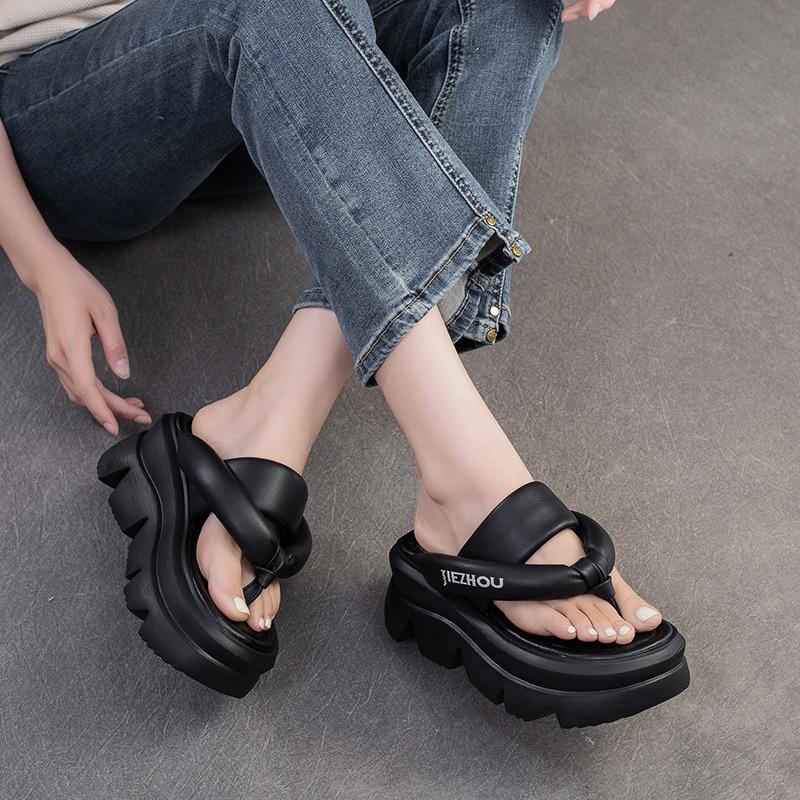 Модные полые сандалии 7,5 см, тапочки, туфли Мэри Джейн, открытый носок, овчина, кожа, дизайнерские женские летние туфли на плоской подошве, лоферы 2024