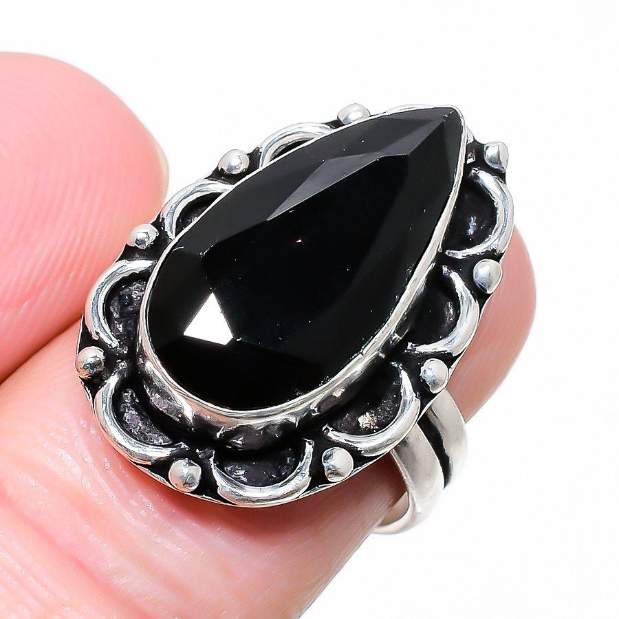 Ювелирное кольцо из стерлингового серебра 925 пробы с черной шпинелью, размер 7 K5P75