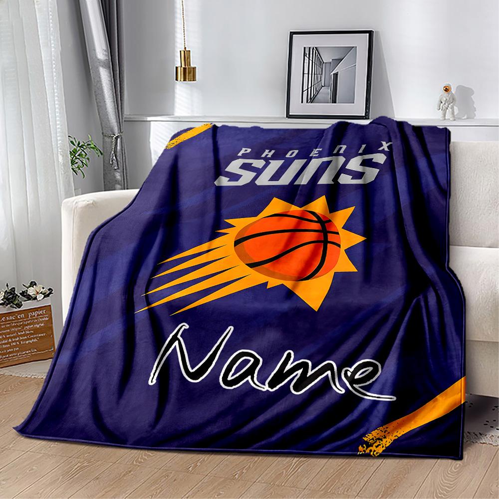 Phoenix Suns Basketball Customize Text Blanket Throw Personalized Blanket Ultra-Soft for Picnics Bed Sofa Living Room for All Occasions