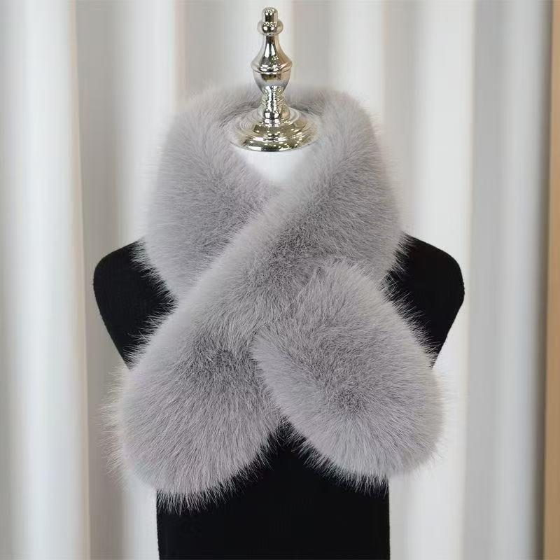 Women's Double-Sided Magnetic Fox Fur Scarf: Warm, Fashionable, Imitation Fur Neck Warmer for Winter