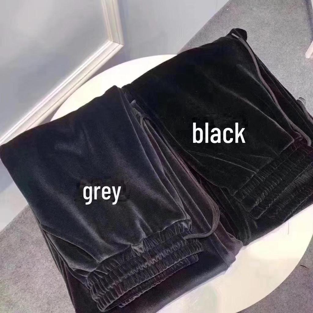 Women's Slim-Fit Wide-Leg Velvet Pants - Casual Drawstring Autumn Wear