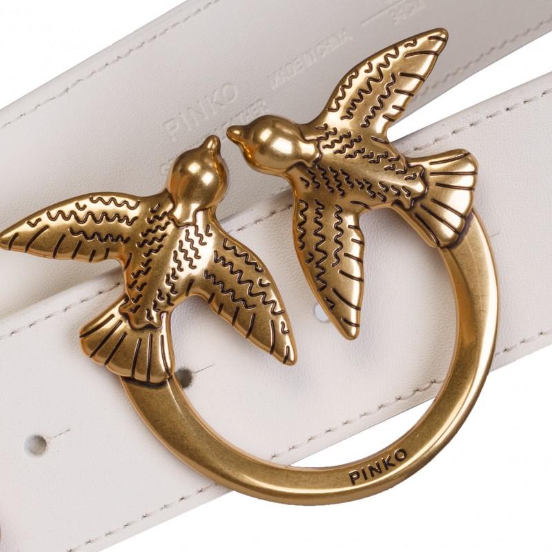 Pinko Luxury Women's Leather Belt Love Berry Gold - Size: L