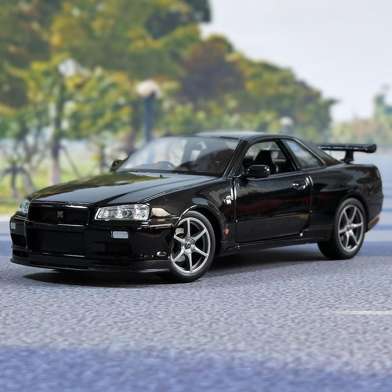 WELLY 1/24 Nissan Skyline GT-R R34 Сплав Масштабная Модель Автомобиля Модель Литой Металл Статическая Коллекция Детская Игрушечная Машина Транспортные Средства Подарки
