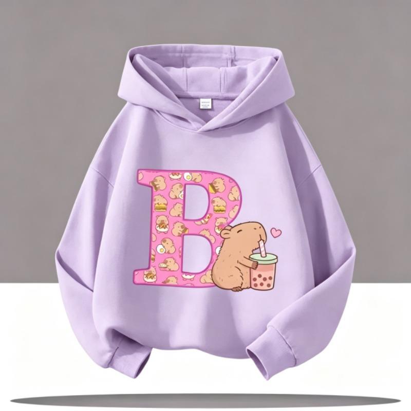 Hoodies for Boys Girls Casual Sweatshirt Kids Clothes Tops Long Sleeve Hoodie Cartoon A B C Printed Hooded Pullover