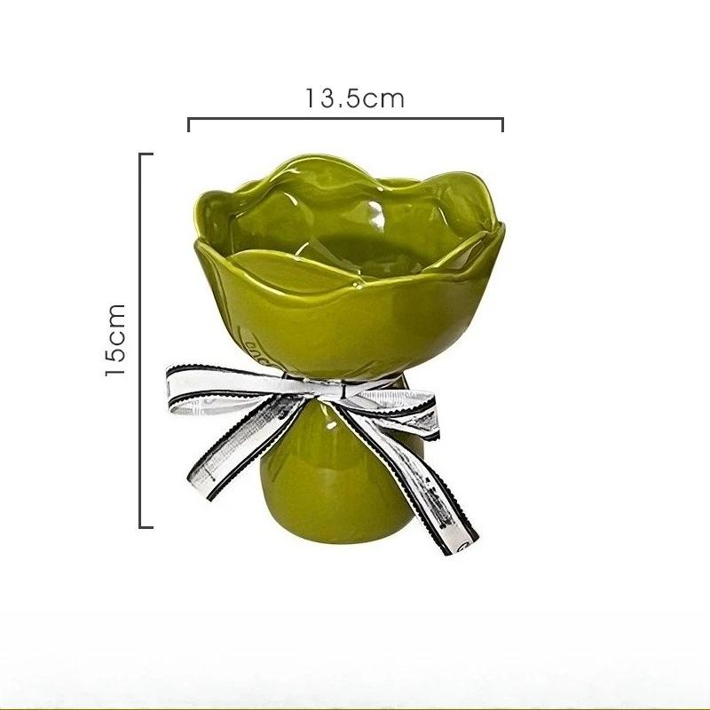 Керамическая ваза Ваза в форме цветка розы Декор для стола Букет цветов для украшения дома Декоративные цветочные вазы Эстетический декор комнаты