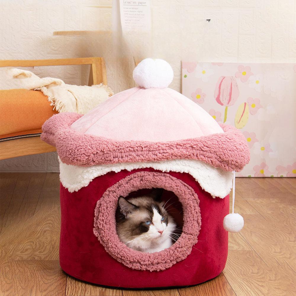 Новый домик для мороженого, гнездо для питомца, милый домик для кошки принцессы, забавный домик для кошки, теплый домик для собаки на осень и зиму