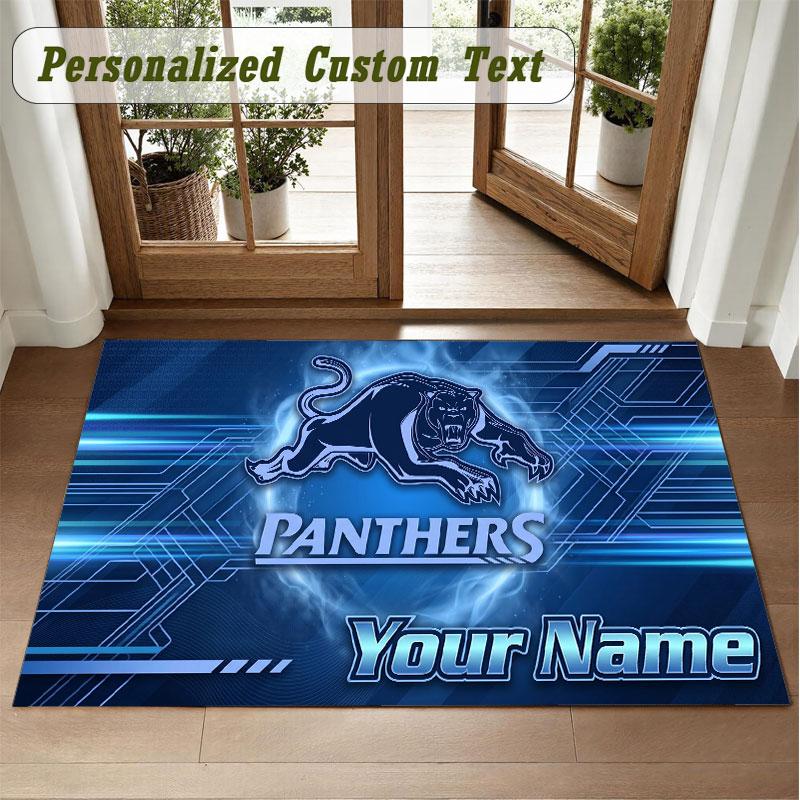 Crystal Velvet Square Rug Custom NamePenrith Panthers Pattern Non Slip Home Floor Decor Rug