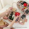 Practical PU Makeup Organizer Multiple Pockets Ergonomic Cosmetic Pouch Toiletry Storage Case for Women Travel Essential