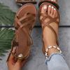 Fashion Women Sandals Fashionable Thong Casual Flat Shoes for Women Plus Size Women Shoes New Style Braided Elastic Band Beach Sandals