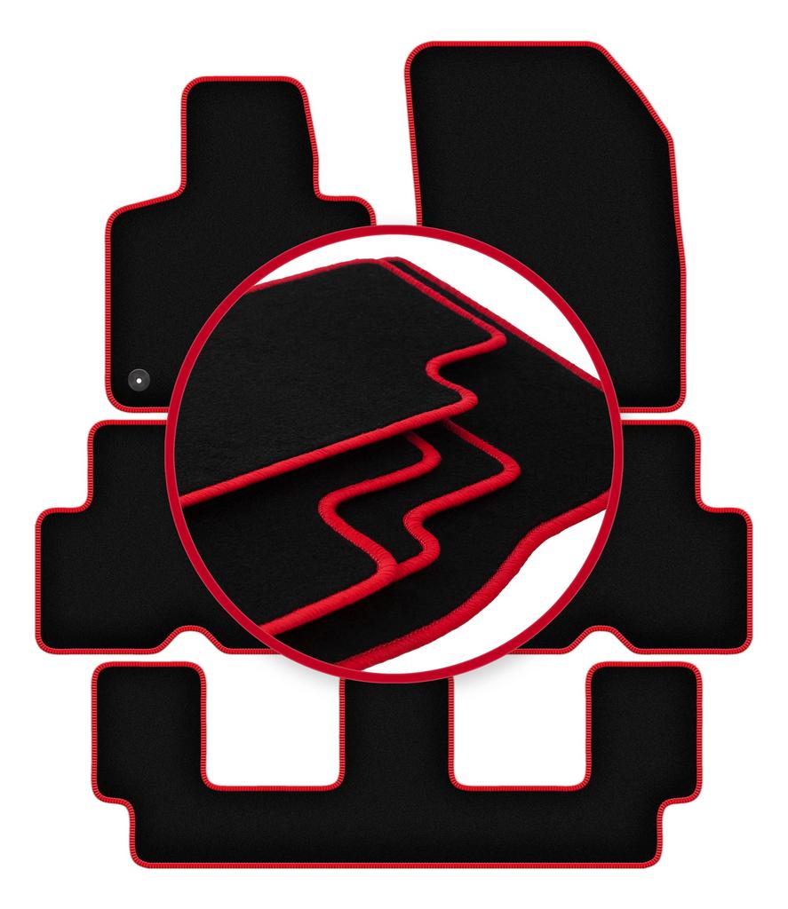 Велюровые коврики с красной окантовкой для: Citroen C4 Grand Spacetourer 7-местный (2013-2021)