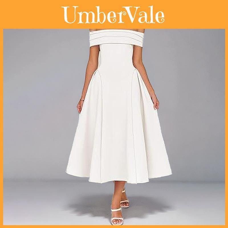 Elegant Off Shoulder A Line Dress With High Waist For Casual And Daily Wear