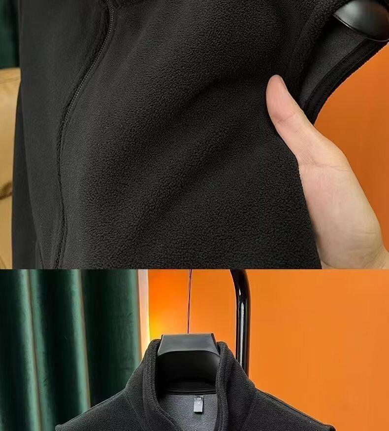 Мужская плотная жилетка-флис Бербер с молнией и воротником-стойкой для осени/зимы