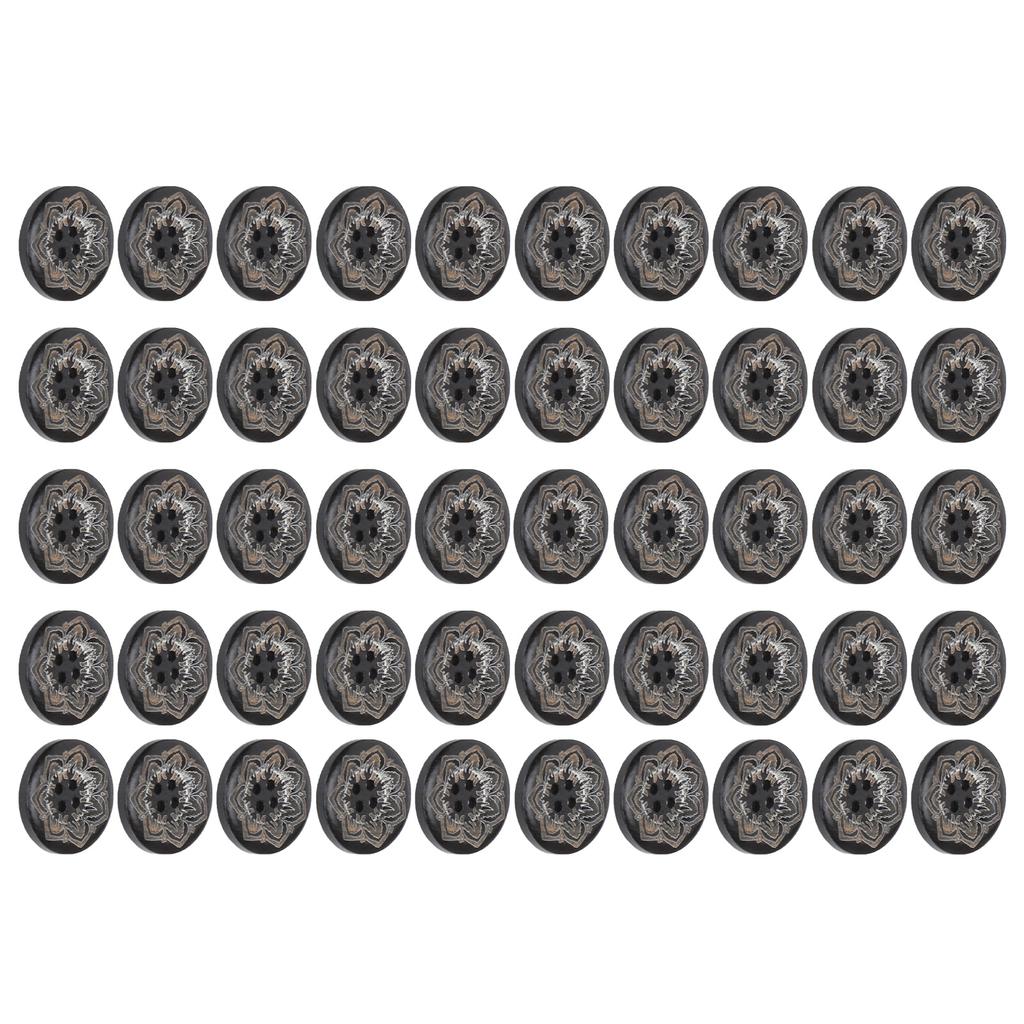 50 шт. Деревянные пуговицы 4 прорези резные цветы ручная работа круглые пуговицы швейные аксессуары