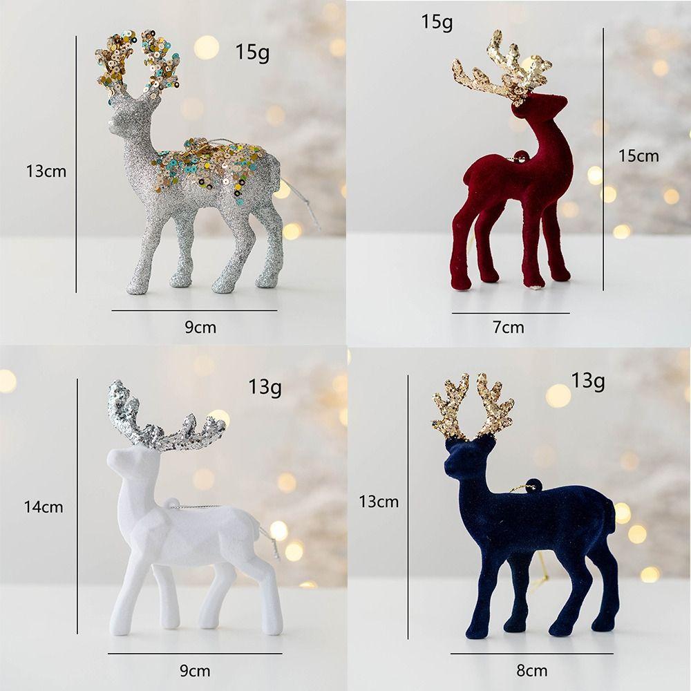 Glittering Glitter Deer Decor Flocking Fabric PVC Christmas Deer Lovely Xmas Tree Pendant Home