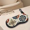 2D-Bohemian Floral Pattern Protective Sunglasses Case, Vintage Mandala Print Eyeglasses Holder, Portable Travel Eyewear Pouch, Soft Shell Accessories