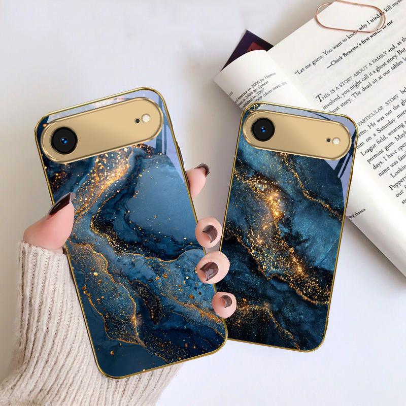 Золотые линии и пятна Для IPhone 17 Pro 16 17ProMax 15 Pro 14 13 Plus 12 Mini 11 Pro Max XR 16E 17Air Золотой стеклянный чехол для телефона