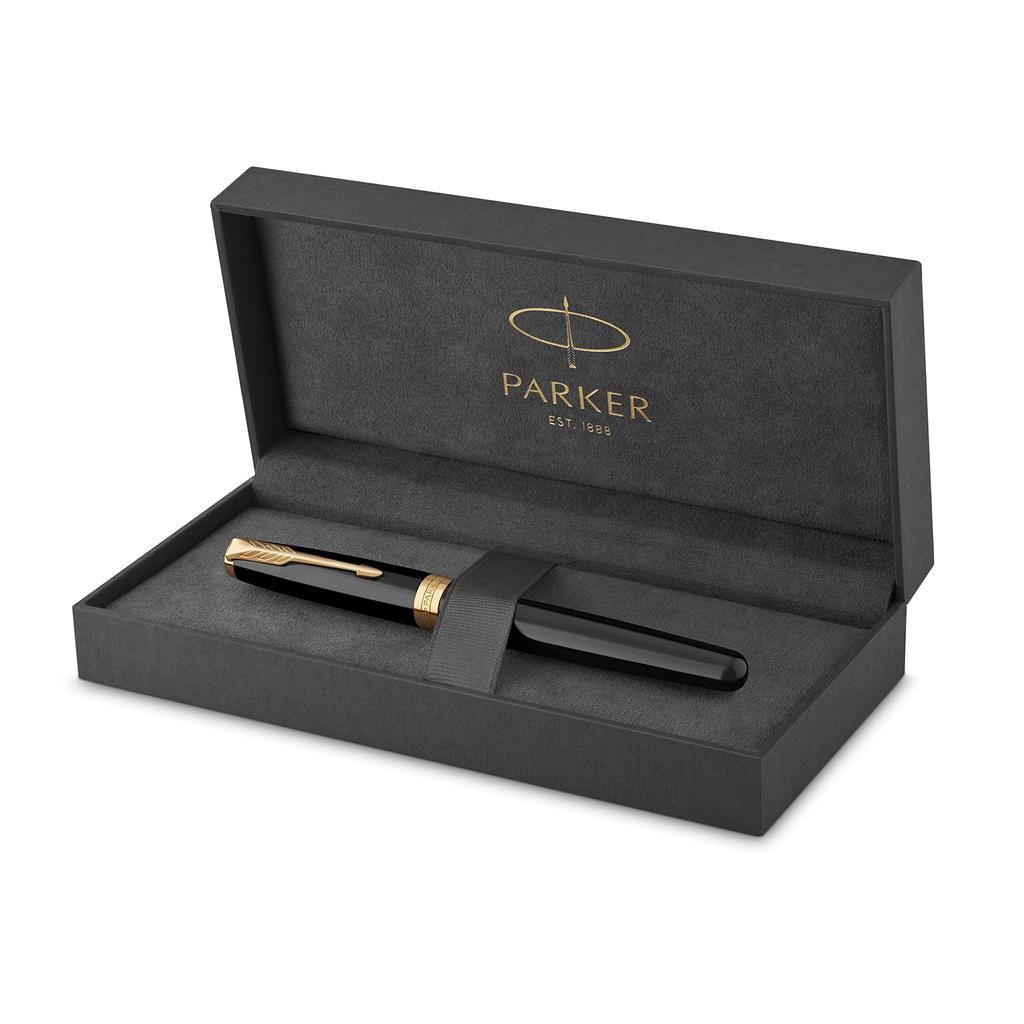 Parker Sonnet Черный Лакированный GT Перьевая Ручка Fine 18K Золото Подарок Официальный Номер Продукта 1950550 Ручка, Перо, Перо, В Коробке, Импортный,