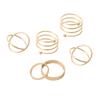 6pcs/set New Gold/Black/Silver Minimalist Geometric Punk Metal Finger Rings for Women Girls Party Jewelry Accessory
