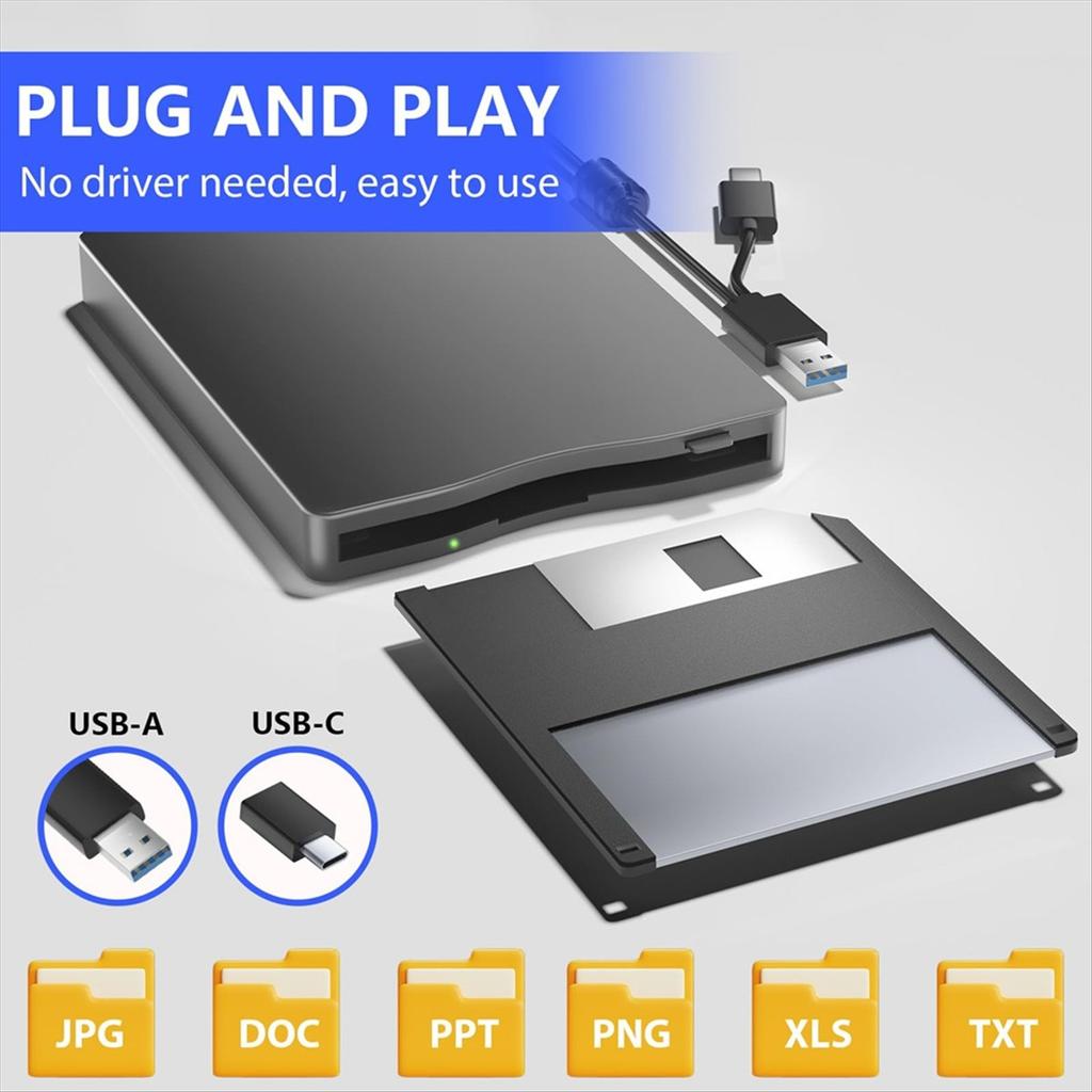 Дисковод для дискет, внешний дисковод для дискет 3,5 дюйма с USB Type-C, портативный FDD дисковод для ноутбука
