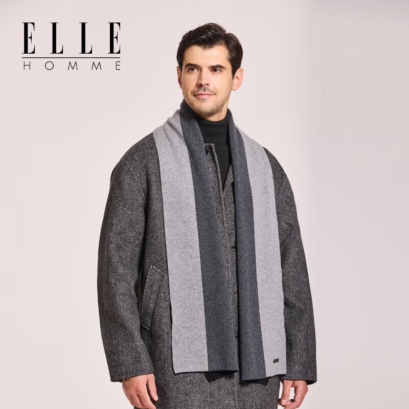 ELLE Men's 100% Wool Knit Scarf Gift Set