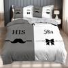 Grey White Couple Style Duvet Cover Set Luxury Romantic Theme Soft Bedding Cover Couple Valentine'S Day Gifts Quilt Cover Set