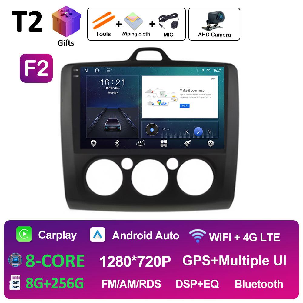 Беспроводной Android Auto Carplay для Ford Focus 2 3 Mk2 Mk3 2004 2005 2006 2007 2008 - 2011 Автомобильный видеоплеер 2.5D сенсорный экран WIFI