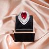 Imitation of Natural Pomegranate Red Necklace Virgin Love Red Corundum Heart Shaped Luxury Micro Inset Ring