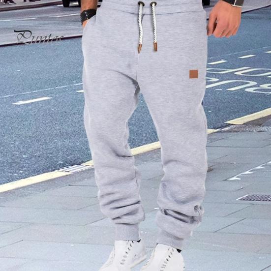 Мужские спортивные брюки на шнурке с эластичной резинкой на талии, однотонные карманы, мягкие дышащие эластичные мужские брюки с ремешками на щиколотке для бега в тренажерном зале