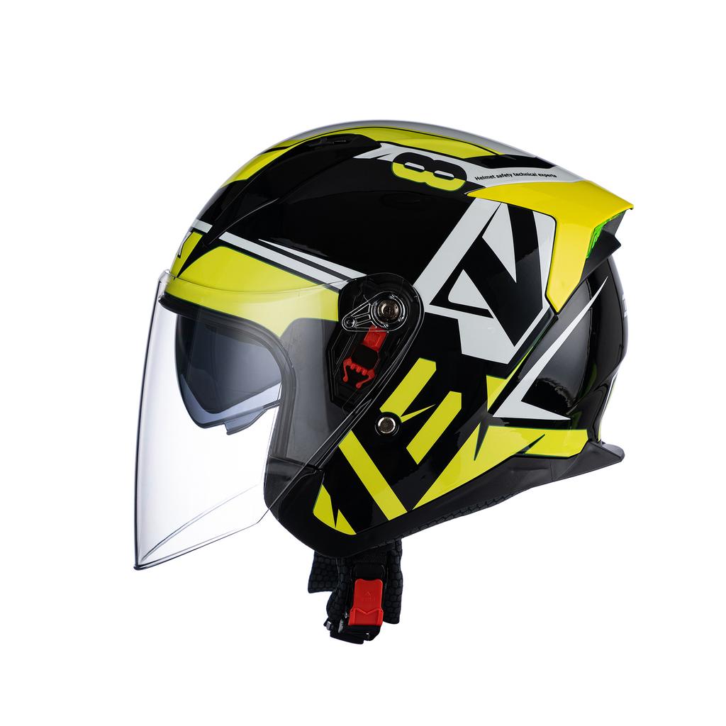 Motorcycle Helmet Half Helmet Male And Female Dual Lenses Bluetooth Half Helmet Covered Motorcycle Three-quarters Helmet