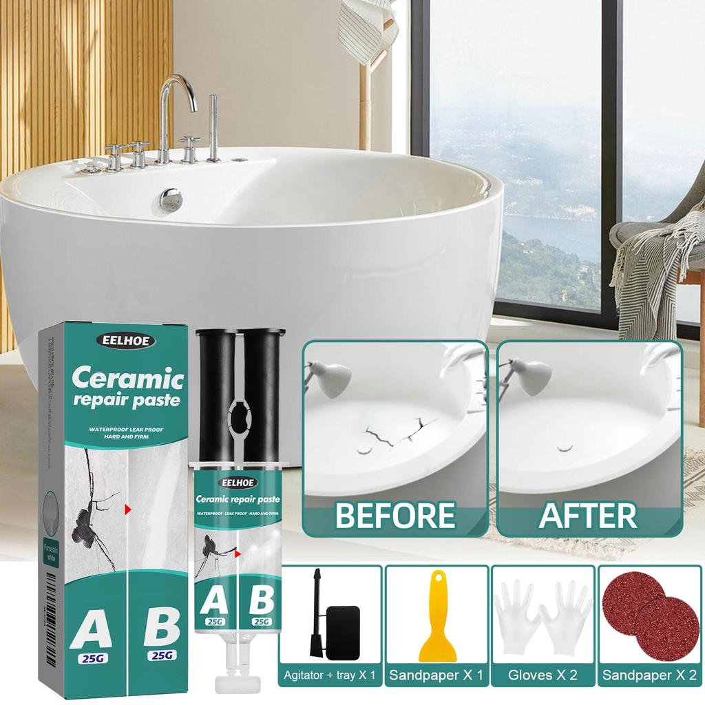 Набор пасты для ремонта плитки Набор пасты для ремонта плитки Заполнитель для плитки Универсальный акриловый средство для заделки трещин Сверхпрочный набор Ремонт ванны