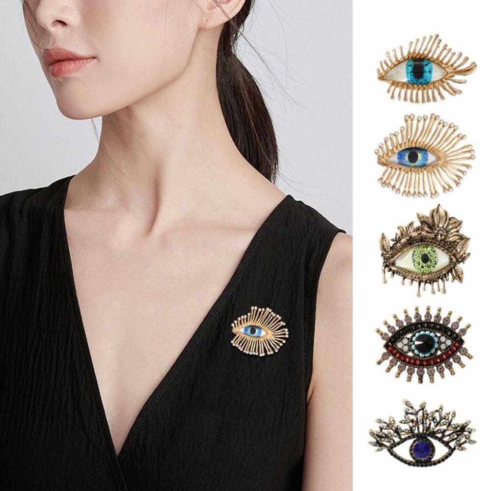 Кристальный кулон Брошь-булавка Дьявольский глаз Декорация Броши с глазом из страз Зажим для банкетной одежды Вечеринка