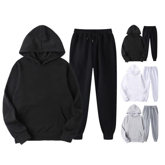 Мужской спортивный костюм из двух частей, комплект из толстовки с капюшоном и длинными рукавами, эластичный пояс, брюки, спортивный костюм