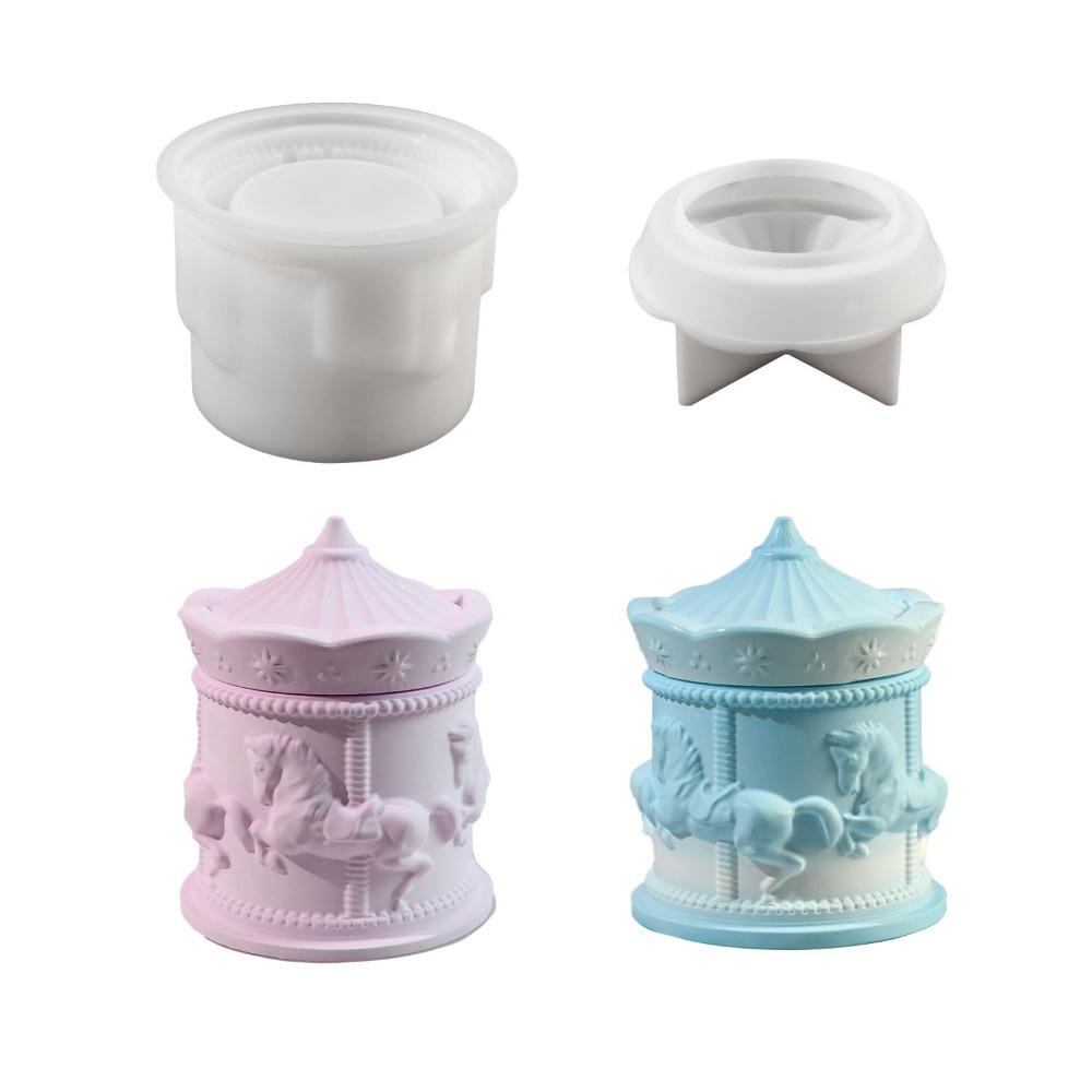 Элегантная карусель силиконовая форма 3D формы для стаканов для свечей эпоксидная цементная форма дом гостиная
