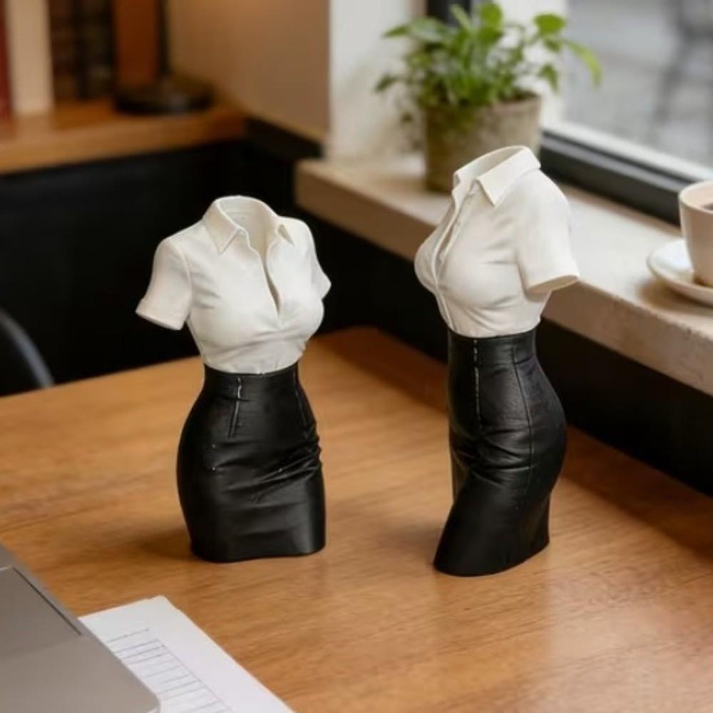 Leather Skirt Lady Half-Body Statue 3D Printed Dress Half Body Sculpture Collector's Item