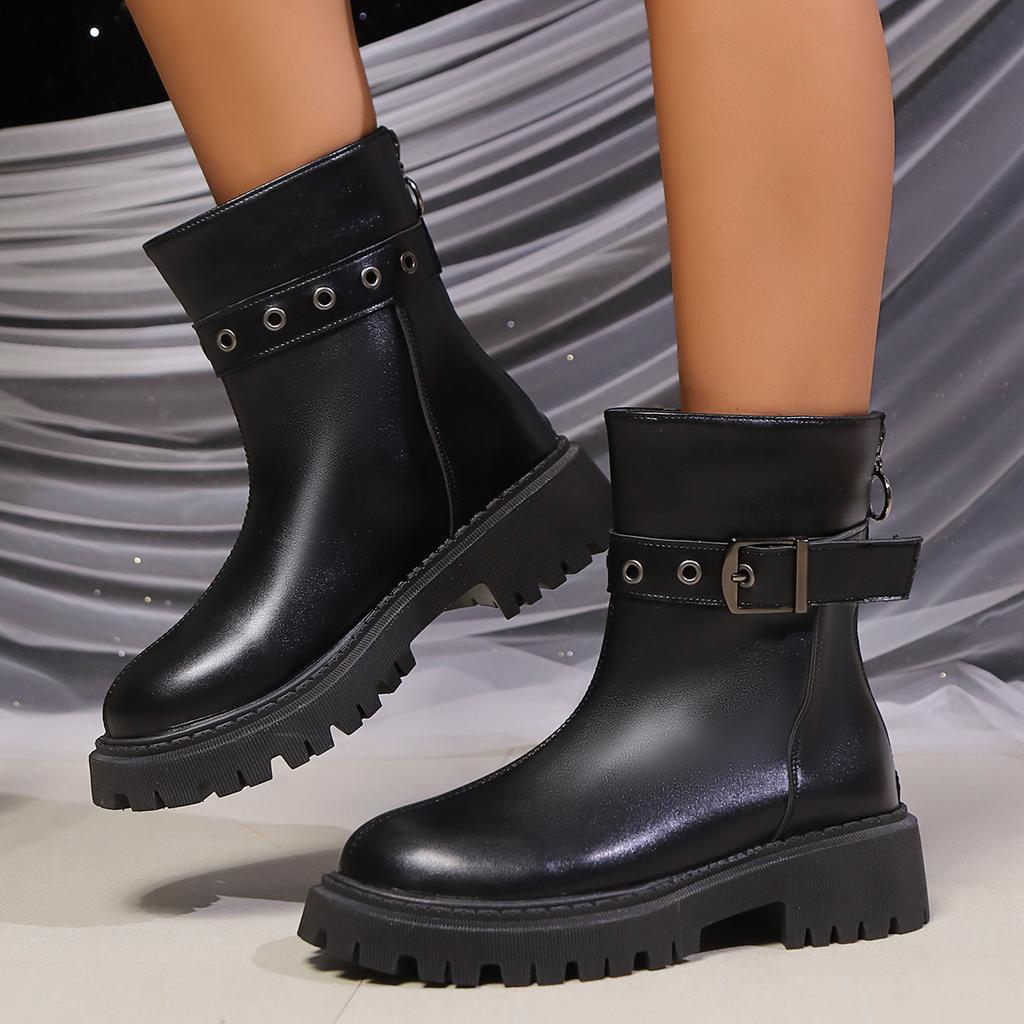 Fashion Hot Selling Spring Autumn Women Boots Round Toe Solid Color Low Heel Casual Boots Women Fashion Lightweight Comfortable Shoes