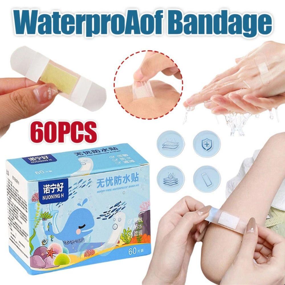 60Pcs Anti-friction Waterproof Sticker Transparent Foot Patch for Children Bathing Swimming
