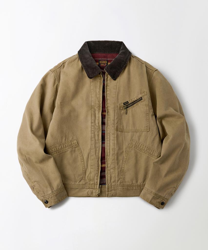 OUTSTANDING 50S Blanket-Lined Zip Work Jacket_Khaki