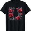 Floral Rose Botanical Art with Black Leaves, Love Roses T-Shirt