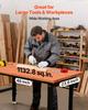 Adjustable Workbench, 680 kg Capacity, 122 x 60 cm Oak Wood Top Workbench with 67-102 cm Height Adjustment, Heavy-Duty Hardwood Worktable for Garage,