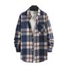 Spring and Autumn Men's Plus Size Men's Outerwear Casual Fashion Thick Brushed Shirt Plaid Long Sleeved Outerwear