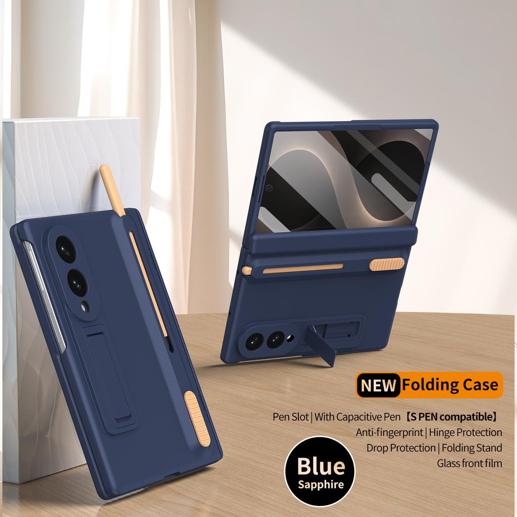 Оригинальный защитный чехол-шарнир для Samsung Galaxy Z Fold 8 Wide, включая стилус, складную защитную пленку из закаленного стекла и подставку