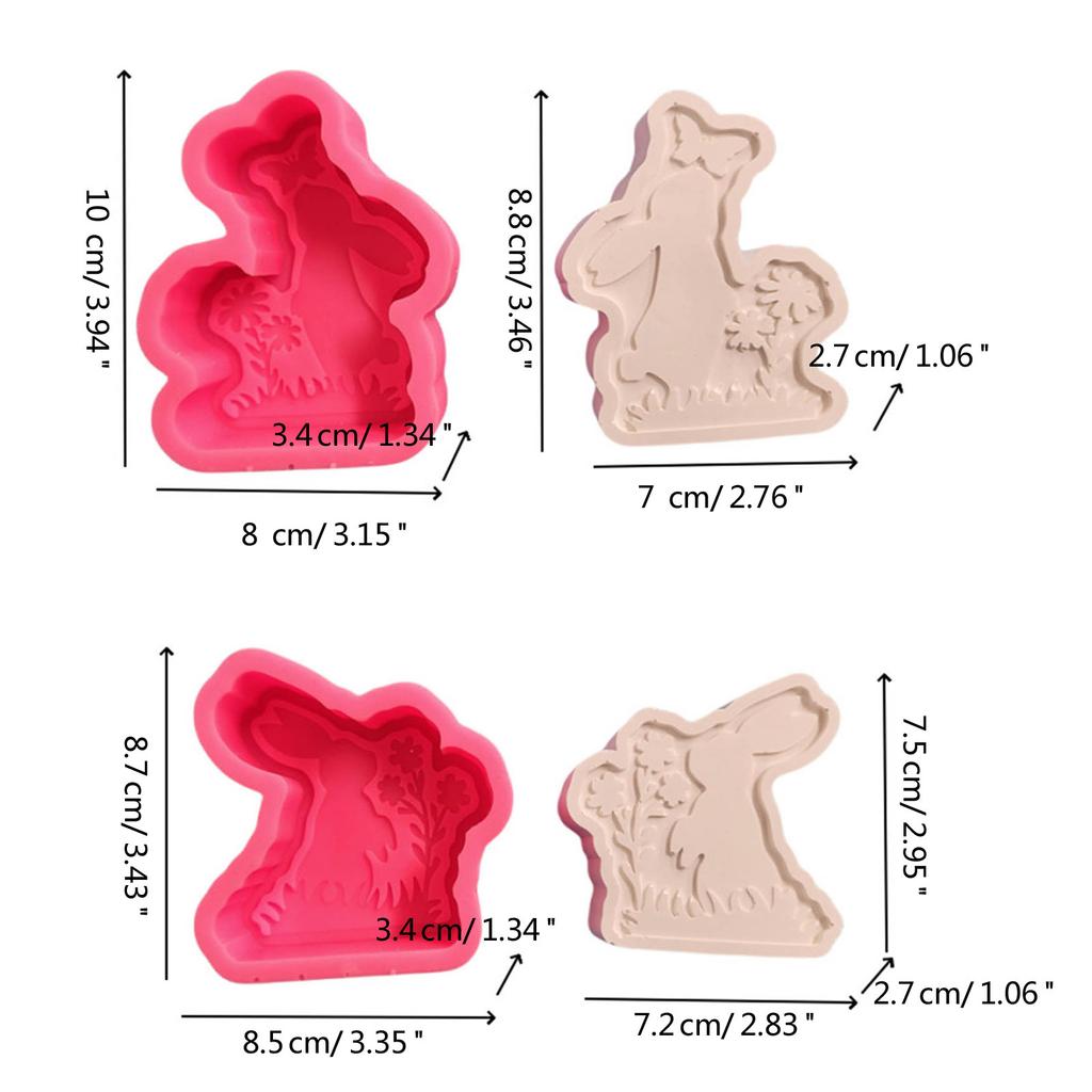 Rabbit Shape Candle Molds Animal Resin Molds for Making Candle Soap Chocolate Cake Fondant Decorations Baking DIY Craft