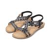 Large Size Hollow Sandals Comfortable Women's Shoes Flat Rhinestone Sandals