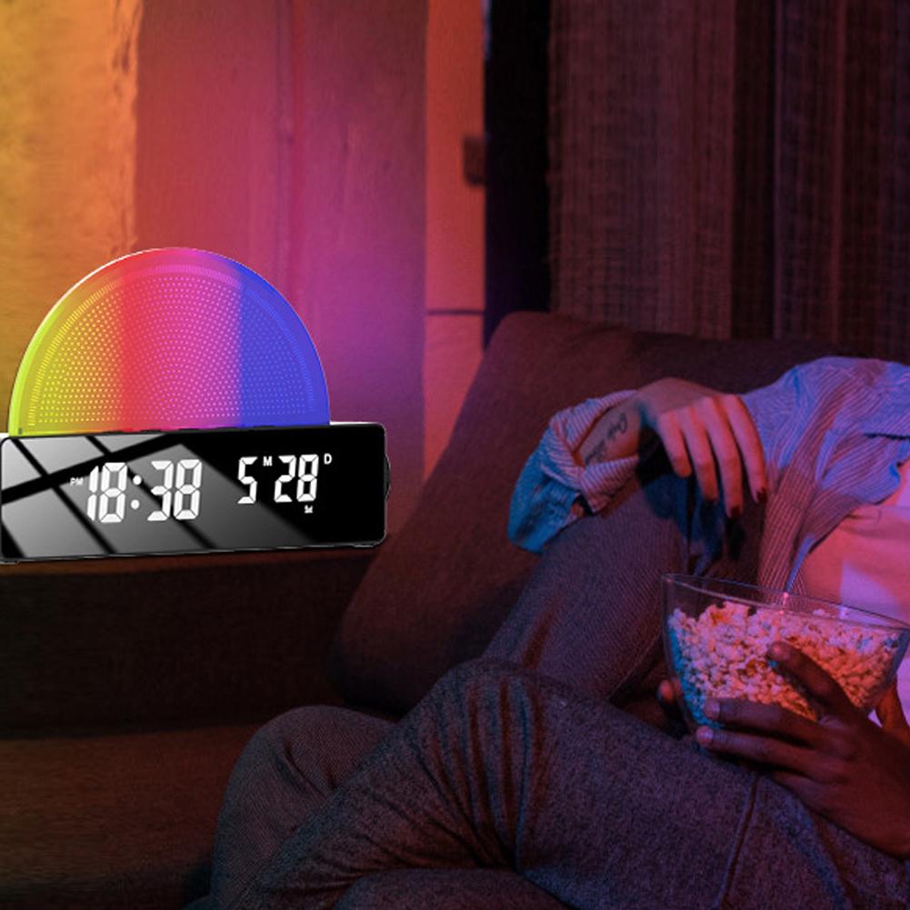 Colorful Alarm Clock Morning Wake Up Alarm Sunrise Simulator Bedroom Night Light Support 2 Wakeup