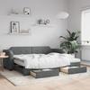 Extendable Daybed with Drawers Dark Grey 90x190 cm Fabric