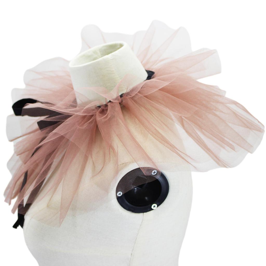 Victorian Vintage Mesh Neck Ruff Ruffle Collar Layered Clown Neck Collar Tie Cosplay Accessories for Women