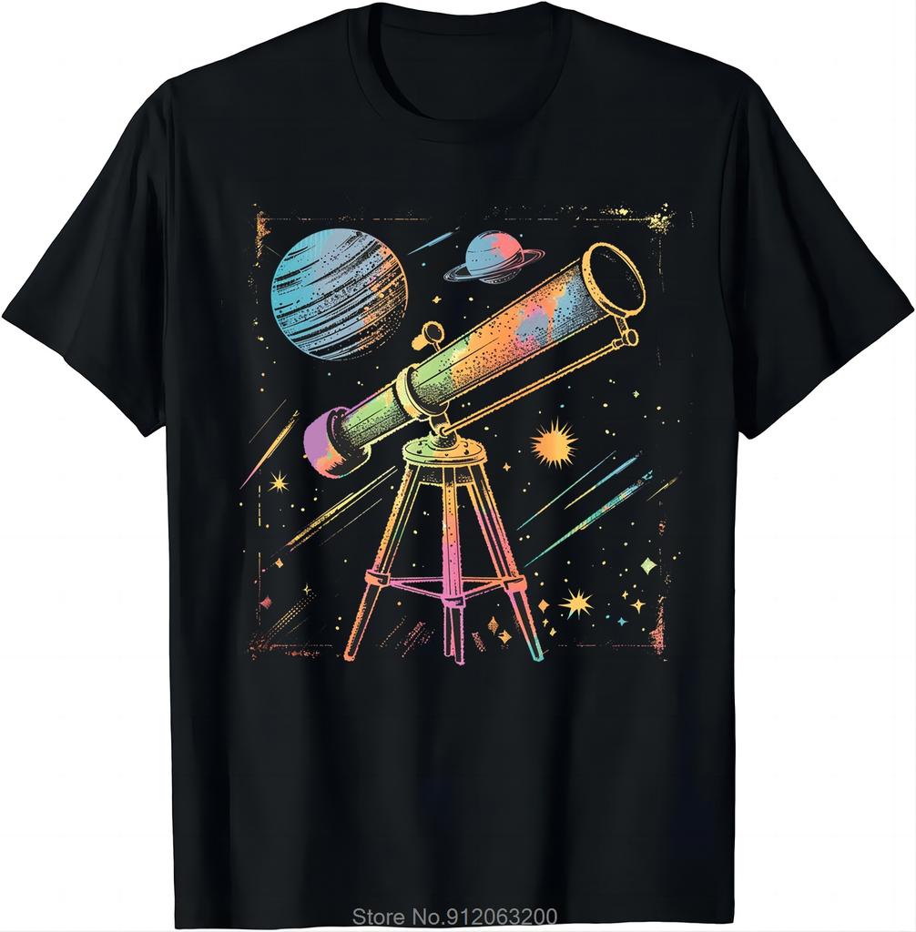 Telescope Vision Tee See Beyond The Horizon Tshirt Astronomy Astrophile T Shirt Fashion Oneck Streetwear Unisex Cotton Tshirt