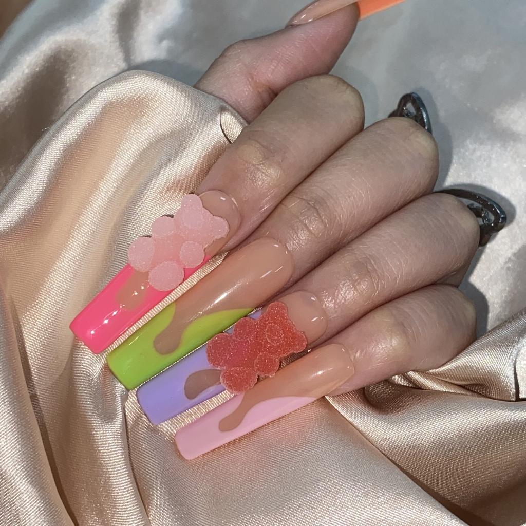 Thick and Hard Artificial Fingernails Square and Long Manicure False Nails with Glue Stickers  Press on Nails