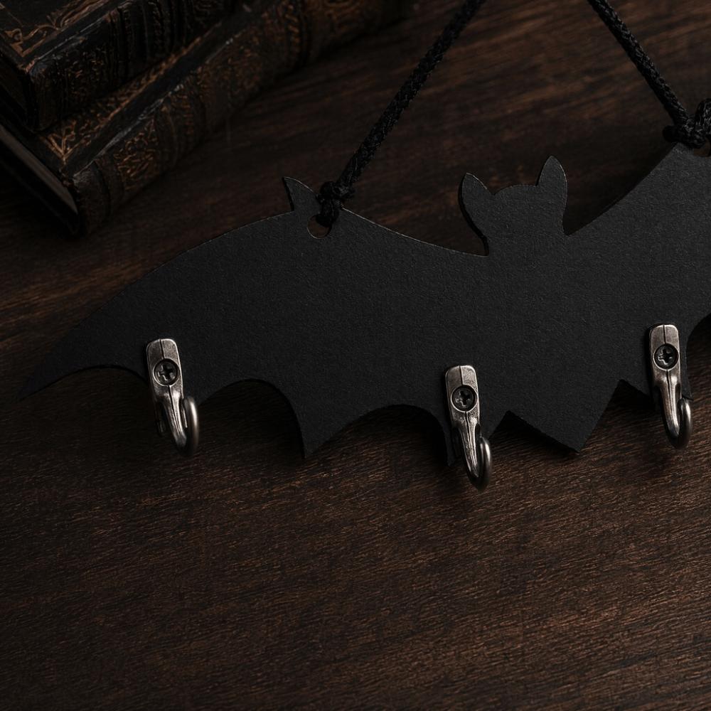 Creative Wooden Bat Wall Hook Retro Gothic Key Rack Home Wall Decoration