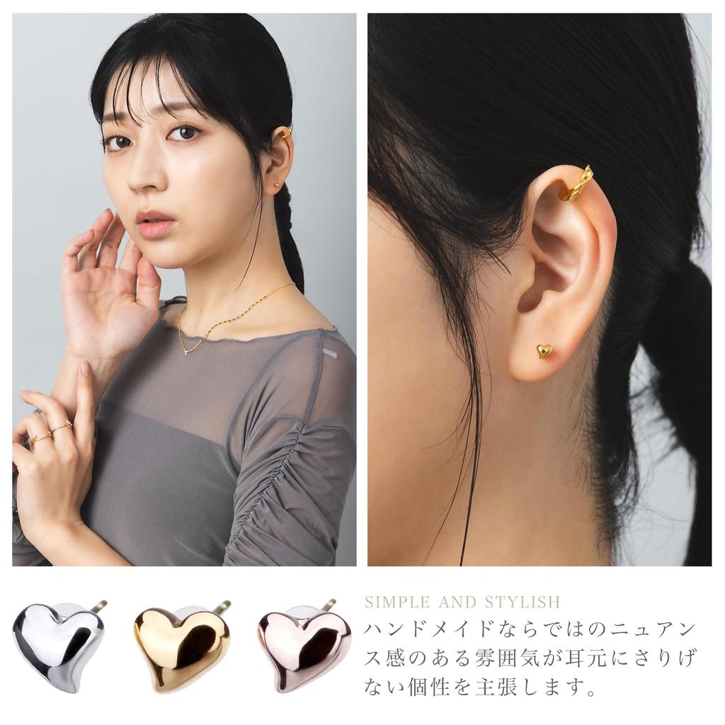 LOKUMI Сделано в 18K K18 K18 Metal Allergy Petit Heart Craft 18K Flower Heart Nickel Present Earrings, Япония, Posts, Совместимость, Серии, Женские,